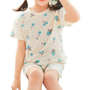 ルームウェア 部屋着 パジャマ 上下 セットアップ キッズ 子供服 春夏 薄手 メッシュ 可愛い プリント 半袖 半ズボン 寝巻き ナイトウェア トップス Tシャツ カットソー プルオーバー ボトムス ショートパンツ 短パン 通気性 ラウンドネック 丸首 ウエストゴム ボーダー 恐竜 動物 花 ロゴ かわいい おしゃれ ジュニア ベビー 子ども こども 幼児 女の子 男の子