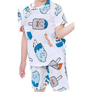 ルームウェア 部屋着 パジャマ 上下 セットアップ キッズ 子供服 春夏 薄手 メッシュ 可愛い プリント 半袖 半ズボン 寝巻き ナイトウェア トップス Tシャツ カットソー プルオーバー ボトムス ショートパンツ 短パン 通気性 ラウンドネック 丸首 ウエストゴム ボーダー 恐竜 動物 花 ロゴ かわいい おしゃれ ジュニア ベビー 子ども こども 幼児 女の子 男の子