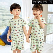 ルームウェア 部屋着 パジャマ 上下 セットアップ キッズ 子供服 春夏 薄手 メッシュ 可愛い プリント 半袖 半ズボン 寝巻き ナイトウェア トップス Tシャツ カットソー プルオーバー ボトムス ショートパンツ 短パン 通気性 ラウンドネック 丸首 ウエストゴム ボーダー 恐竜 動物 花 ロゴ かわいい おしゃれ ジュニア ベビー 子ども こども 幼児 女の子 男の子