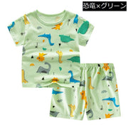ルームウェア 部屋着 パジャマ 上下 セットアップ キッズ 子供服 春夏 薄手 メッシュ 可愛い プリント 半袖 半ズボン 寝巻き ナイトウェア トップス Tシャツ カットソー プルオーバー ボトムス ショートパンツ 短パン 通気性 ラウンドネック 丸首 ウエストゴム ボーダー 恐竜 動物 花 ロゴ かわいい おしゃれ ジュニア ベビー 子ども こども 幼児 女の子 男の子