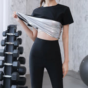 サウナスーツ 上下セット レディース 女性 半袖 ロングパンツ トップス ボトムス ズボン ダイエットウェア 筋トレ ウォーキング エクササイズ シェイプアップ 冷え対策
