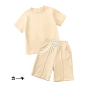 セットアップ 上下セット ２点セット ルームウェア パジャマ キッズ ベビー 子供 女の子 トップス ボトムス 半袖 Tシャツ ショートパンツ 短パン 丸首 無地 単色 シンプル かっこいい かわいい おしゃれ シンプル