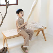 ルームウェア 部屋着 セットアップ Tシャツ ロングパンツ 長ズボン 上下セット 2点セット パジャマ キッズ ベビー 子供用 子ども用 男の子 女の子 赤ちゃん 幼児 半袖 丸首 ラウンドネック クルーネック プルオーバー ゴムウエスト 無地 シンプル カジュアル ラフ 春 夏