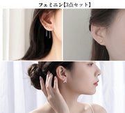 ピアス 3点セット レディース 女性 アクセサリー スタッドピアス フープピアス アメリカンピアス きれいめ シンプル ポップ クール 小ぶり おしゃれ かわいい ギフト