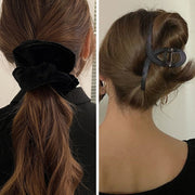 シュシュ バンスクリップ 2点セット レディース 女性 ヘアアクセサリー 大きめ ベロア調 クロス ブラウンマーブル つや消し まとめ髪 ヘアアレンジ きれいめ 上品 おしゃれ かわいい