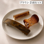 送料無料 ヘアアクセサリー 3点セット レディース ヘアクリップ ポニーフック バレッタ 髪飾り まとめ髪 髪留め 大人 きれいめ シンプル おしゃれ ブラック ブラウン ベージュ
