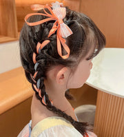 キッズ ヘアアクセサリー ヘアゴム ロングリボンヘアクリップ 2種類セット 子供用 女の子 女子 ニュアンスカラー 髪飾り 髪留め かわいい おしゃれ キュート お呼ばれ 普段使い