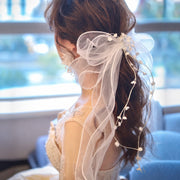 ヘアアクセサリー 2点セット レディース 女性 大人女子 チュール リボン ヘッドドレス パール調 バタフライ クリップ 髪飾り 結婚式 ブライダル 成人式 卒業式 発表会 パーティ 謝恩会 フォーマル かわいい 上品