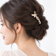 ヘアアクセサリー 2点セット レディース 女性 大人女子 チュール リボン ヘッドドレス パール調 バタフライ クリップ 髪飾り 結婚式 ブライダル 成人式 卒業式 発表会 パーティ 謝恩会 フォーマル かわいい 上品