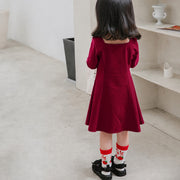 キッズ ワンピース ハートバッグ 2点セット 女の子 女子 子ども 100cm 長袖 ショルダーバッグ お出かけ 発表会 お祝い 食事会 おめかし お呼ばれ パーティー
