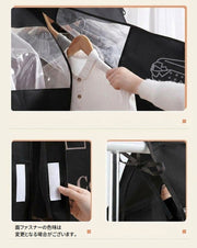 クローゼット収納セット 衣類 バッグ収納 2点セット ハンガーラックカバー 洋服カバー 吊り下げバッグ収納 バッグ収納ハンガー 3段 両面 クリア窓 衣替え ほこり対策 整理整頓 省スペース
