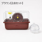 小動物用ケージ 砂浴び容器 2点セット ハムスター 飼育用品 サンドバス 回し車 給水器 食器 飼育ケース ドワーフ ペット用品