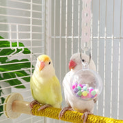 鳥用おもちゃ 2点セット 木製止まり木 鈴付き ボール型おもちゃ 吊り下げ フック付き ケージ用 小鳥 インコ 文鳥 オウム ペット用品