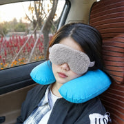 アイマスク ネックピロー 2点セット ふわふわ もこもこ 空気式 U字型 首枕 軽量 コンパクト 携帯用 旅行 出張 飛行機 新幹線 長距離移動 仮眠 お昼寝 トラベルグッズ
