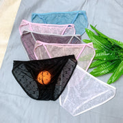 ブリーフ ショーツ パンツ メンズ 男性用 下着 インナー 前閉じ メッシュ 通気性 シースルー 透け感 薄手 チェック おしゃれ セクシー アンダーウェア 紳士用