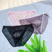 ブリーフ ショーツ パンツ メンズ 男性用 下着 インナー 前閉じ メッシュ 通気性 シースルー 透け感 薄手 チェック おしゃれ セクシー アンダーウェア 紳士用