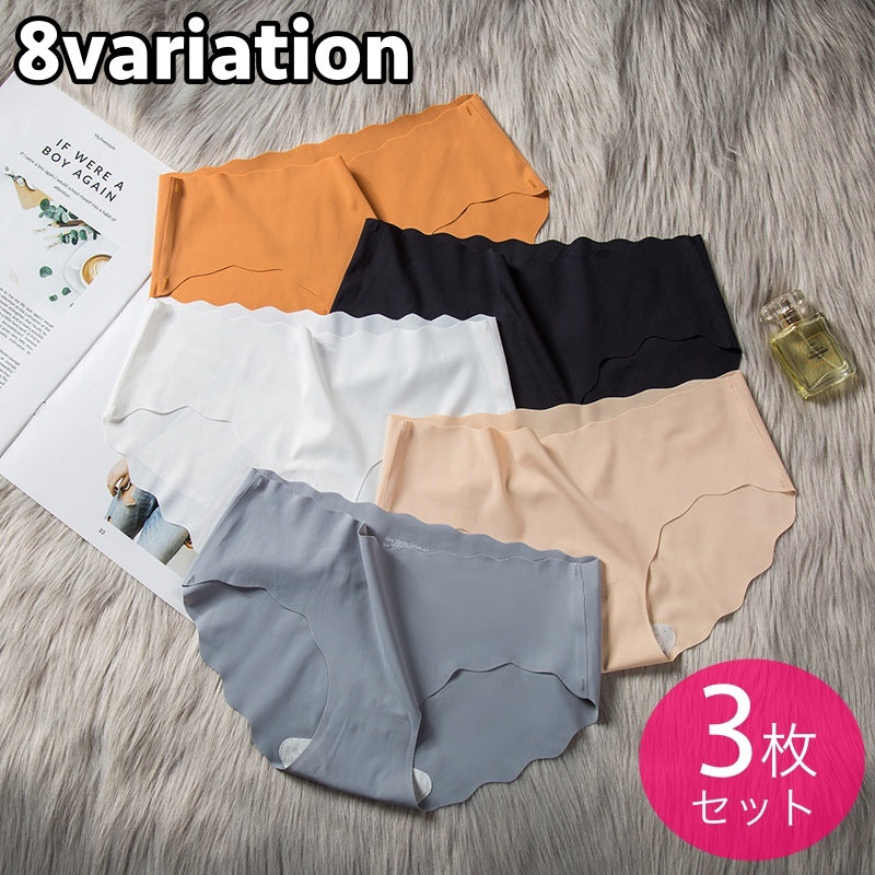 ショーツ ヒップハンガー 3枚セット レディース シームレス パンツ パンティー ローライズ 女性下着 インナー 無地 単色 響きにくい スカラップ シンプル おしゃれ かわいい デイリー 普段使い 婦人用