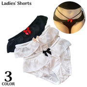 ヒップハンガーショーツ レディース 下着 インナー パンツ リボン フリル ストラップ ローライズ ヒップハング 可愛い セクシー