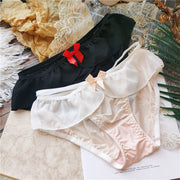 ヒップハンガーショーツ レディース 下着 インナー パンツ リボン フリル ストラップ ローライズ ヒップハング 可愛い セクシー