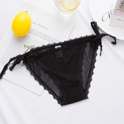 ふんどしショーツ レディース 女性用 インナー ローライズ 無地 レース 紐パンツ パンティー 透け感 リボン セクシー 可愛い 10色 ブラック ピンク