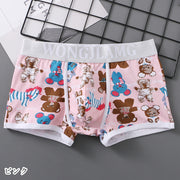 ボクサーパンツ ボックショーツ ボーイレッグ メンズ 男性 インナー 下着 立体縫製 3D縫製 総柄 イラスト プリント クマ 熊 テディベア ブルー カーキ グレー ポップ カジュアル かわいい キュート おしゃれ