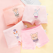 ボックスショーツ 4枚セット キッズ ジュニア ベビー 女の子 インナー ショーツ 下着 プリント 動物 アニマル ボーイレッグ ボクサーパンツ かわいい