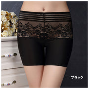 ボクサーショーツ ボックスショーツ レースパンツ ショートスパッツ パンティ インナー 下着 レディース 女性用 3分丈 シンプル シースルレース 無地 黒 白 肌色 ベージュ ヒップアップ 美尻 ボディメイク セクシー SEXY