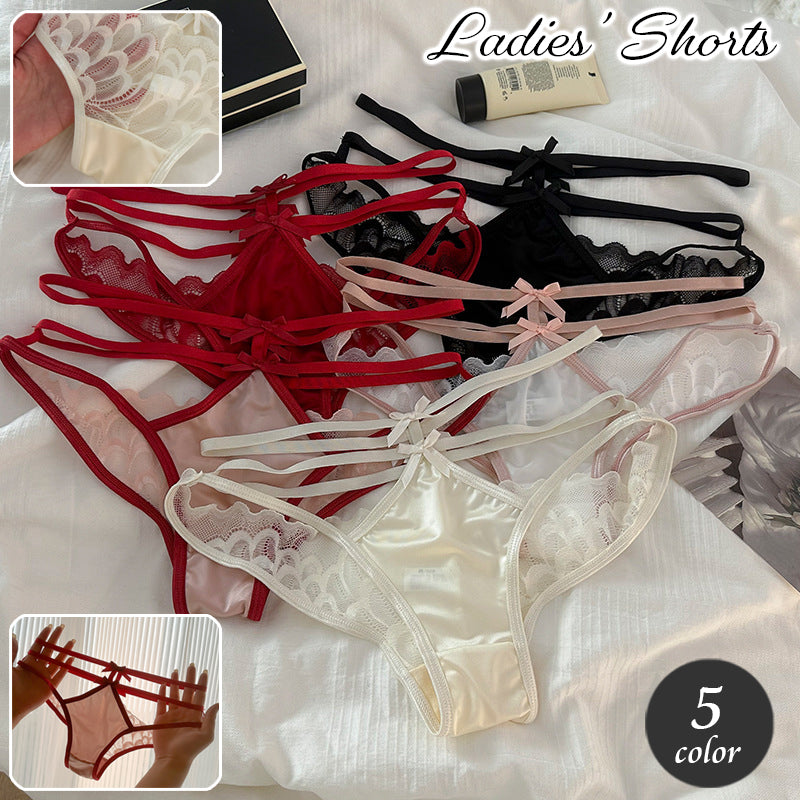 ヒップハンガーショーツ レディース 女性下着 パンツ パンティー セクシー ランジェリー サイド ダブルストリングス 紐 ひも バックレース リボン インナー おしゃれ かわいい フェミニン 婦人用