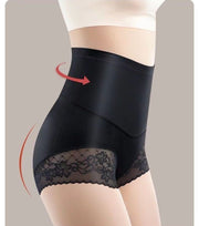 ガードルショーツ レディース パンツ 下着 ハイウエスト ブラック ベージュ レース シームレス ヒップアップ シンプル