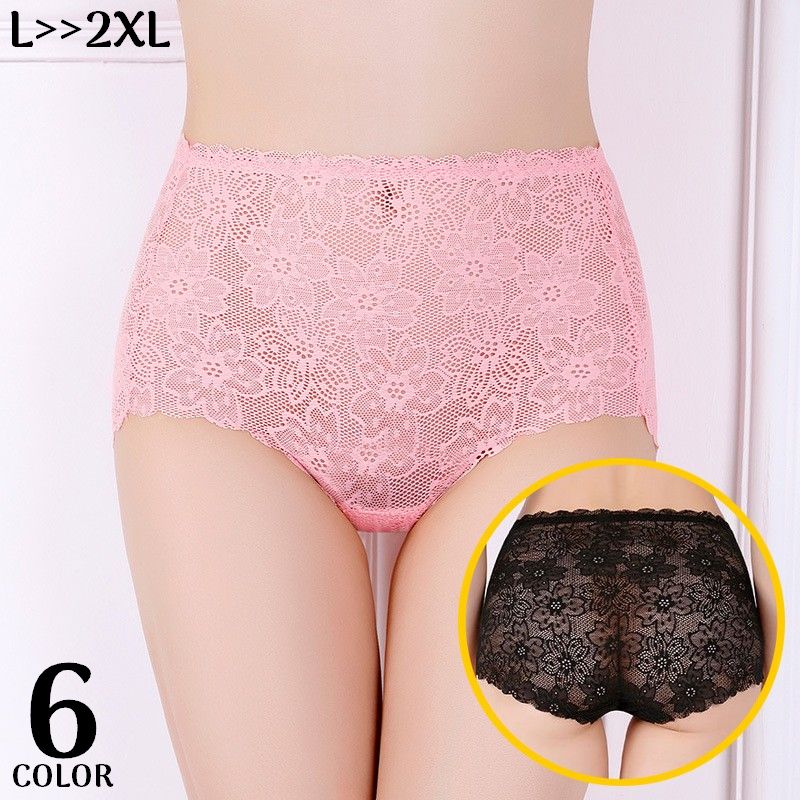 スタンダードショーツ レディース 大きいサイズ 下着 パンツ 花柄総レース ハイウエスト フルバック シースルー 透け感セクシー