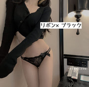 ヒップハンガー ショーツ レディース インナー 女性 婦人 パンティー パンツ 下着 ローライズ リボン 蝶 透け感 上品 おしゃれ