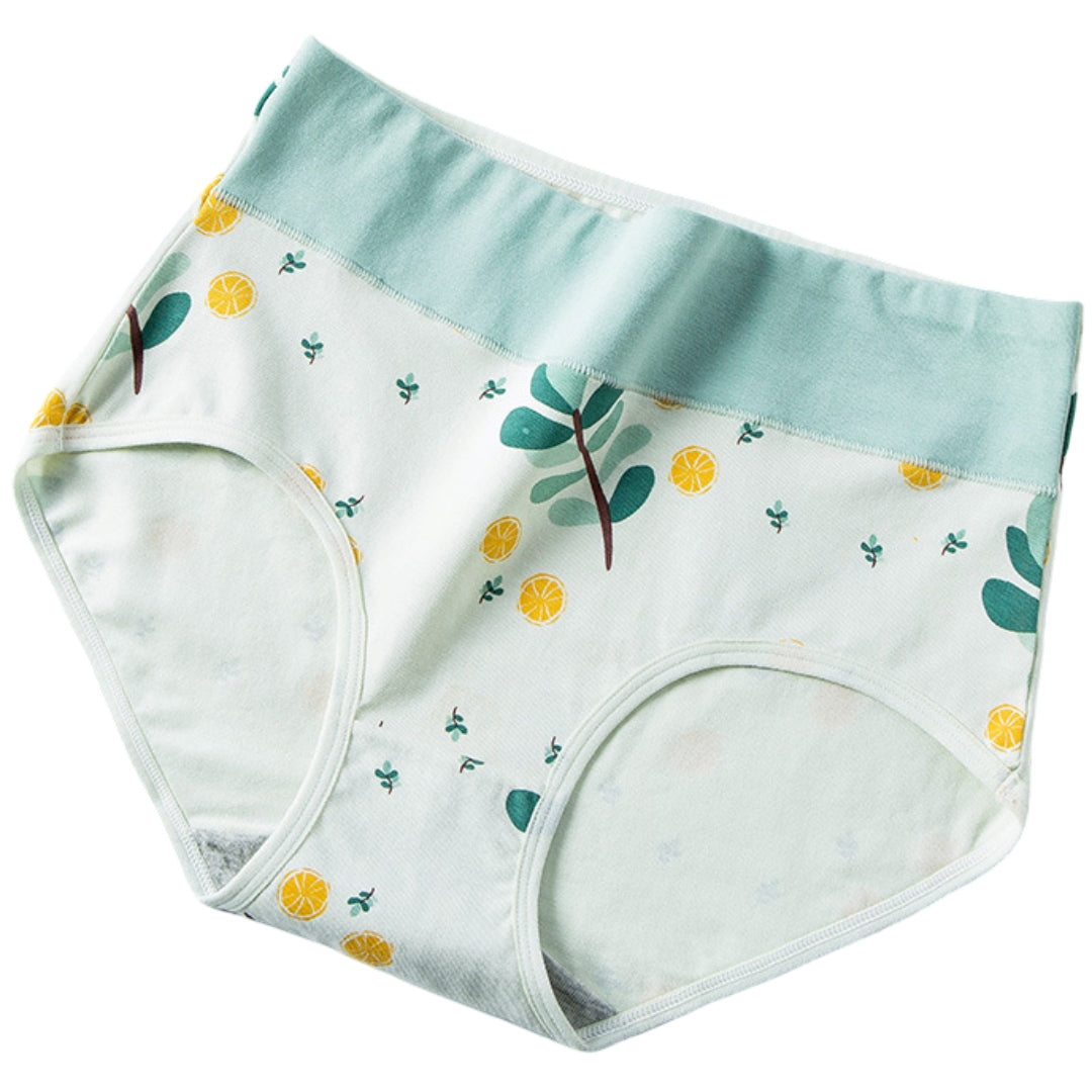 スタンダードショーツ レディース 女性用 インナー 緑 ハイウエスト パンツ パンティー 下着 単品 レモン リーフ アルファベット フルバック 肌着 カジュアル キュート シンプル 可愛い おしゃれ 婦人用