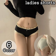 ヒップハンガーショーツ フリルショーツ レディース インナー パンツ レース 下着 かわいい ガーリー 配色 ランジェリー フェミニン リボン付き 無地 シンプル