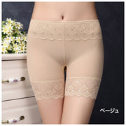 ボックスショーツ ボクサーショーツ ショートスパッツ パンツ パンティ インナー 下着 レディース 女性用 3分丈 シンプル レース 無地 黒 白 肌色 ベージュ ヒップアップ 美尻 ボディメイク