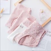 スタンダードショーツ レディース 女性用 インナー 下着 パンツ ボーダー ハート ロゴ フルバック カジュアル 可愛い パンティ デイリー 普段使い アンダーウェア 大きいサイズ 婦人用 ピンク