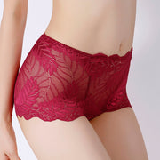 ボックスショーツ 単品 ショーツ パンツ パンティ 透け感 シースルー レディース 女性用 婦人 リーフ柄 総レース おしゃれ かわいい エレガント