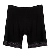 ボックスショーツ ボーイレッグ レディース パンツ インナー 女性下着 ペチパンツ 三分丈 裾レース シンプル 黒 ベージュ