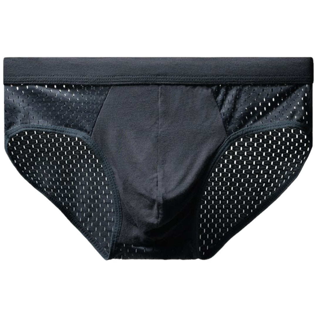 ブリーフ メンズ 男性下着 パンツ 前閉じ メッシュ 通気性 薄手 立体 ソリッドカラー シンプル 大きいサイズあり 蒸れにくい 黒 グレー M L XL 2XL 3XL