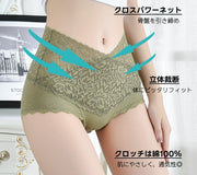 スタンダードショーツ ハイウエスト 引き締め 補整 レース 響きにくい 通気性 レディース 女性 婦人 大きいサイズ すっぽり お腹すっぽり 深履き オールシーズン 通気性 伸縮性 抑える フィット感 食い込みにくい 段差 下着 パンツ 花柄 フラワー フルバック かわいい おしゃれ ブラック 黒 段差解消