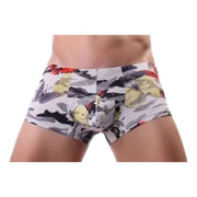 ボクサーパンツ ボクサーブリーフ 男性用下着 紳士用 メンズ インナー 肌着 アンダーウェア ローライズ ヒップハング プリント  スカル ガイコツ 気球 花 ハイビスカス 水墨 フェザー 羽 股上浅め おしゃれ かっこいい プレゼント ギフト