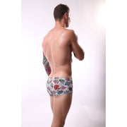 ボクサーパンツ ボクサーブリーフ 男性用下着 紳士用 メンズ インナー 肌着 アンダーウェア ローライズ ヒップハング プリント  スカル ガイコツ 気球 花 ハイビスカス 水墨 フェザー 羽 股上浅め おしゃれ かっこいい プレゼント ギフト