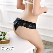 Tバックショーツ 総レース レディース 婦人 インナー パンツ パンティー 下着 ローライズ ヒップハング アウターに響きにくい リボン レーシー 花柄レース 透け感 シースルー セクシー かわいい おしゃれ