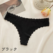 Tバックショーツ タンガ レディース 女性用 インナー 下着 パンツ リブ スカラップ 無地 単色 セクシー かわいい シンプル 普段使い