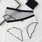 スタンダードショーツ フルバック レディース 女性下着 パンツ パンティ ミニリボン バイカラー ツートンカラー シンプル 可愛い 黒 白 グレー