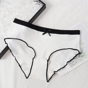 スタンダードショーツ フルバック レディース 女性下着 パンツ パンティ ミニリボン バイカラー ツートンカラー シンプル 可愛い 黒 白 グレー