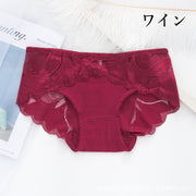 スタンダードショーツ インナー 下着 肌着 レディース 女性 婦人 パンツ ショーツ ノーマル ミッドウエスト レース 透け シースルー なめらか 通気性 シンプル 定番 花柄 フラワー 普段用 ヒップライン 美尻