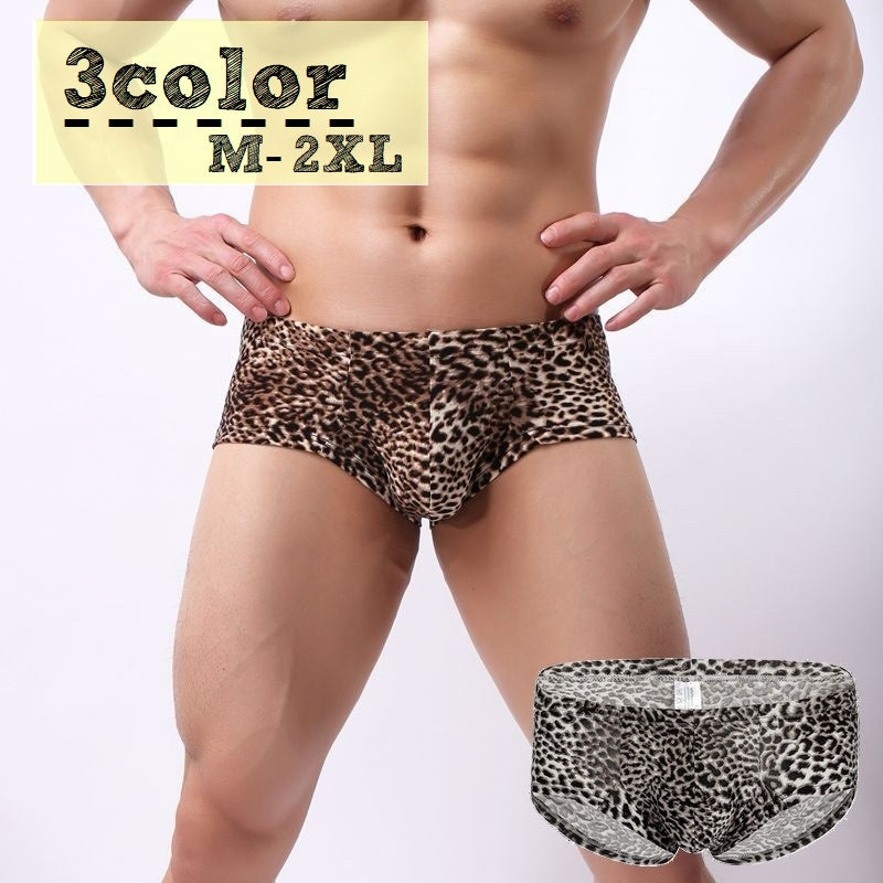 ブリーフ パンツ メンズ 男性用 インナー 下着 アンダーウェア 紳士用 ヒョウ柄 レオパード 大きいサイズ 2XL ウエストゴム 総柄 定番 おしゃれ プレゼント ギフト カジュアル 黄 黒 茶