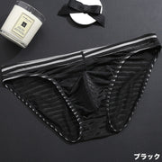 ブリーフパンツ ショーツ 単品 メンズ 男性 下着 アンダーウェア インナー シースルー 薄手 立体縫製 立体的 総柄 ボーダー ブラック ホワイト レッド シンプル セクシー 蒸れにくい
