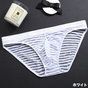 ブリーフパンツ ショーツ 単品 メンズ 男性 下着 アンダーウェア インナー シースルー 薄手 立体縫製 立体的 総柄 ボーダー ブラック ホワイト レッド シンプル セクシー 蒸れにくい