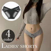 ヒップハンガーショーツ レディース 女性用 下着 インナー パンツ ランジェリー リボン バックレース シースルー 透け感 シアー セクシー かわいい
